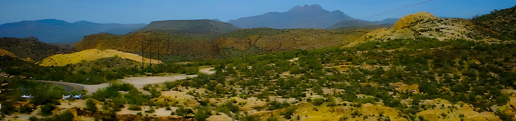 Desert Landscape with Road and Mountains
